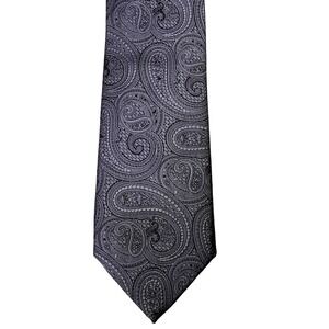 Michael Kors Mens Silk Blend Paisley Pattern Dress Tie Silver Grey